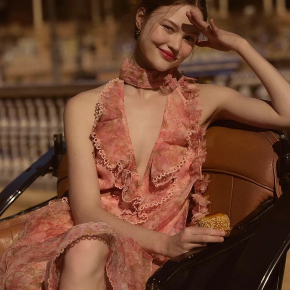 Anthropologie BHLDN Landon Organza 3D Ruffle Floral Maxi Dress - Picture 4 of 10